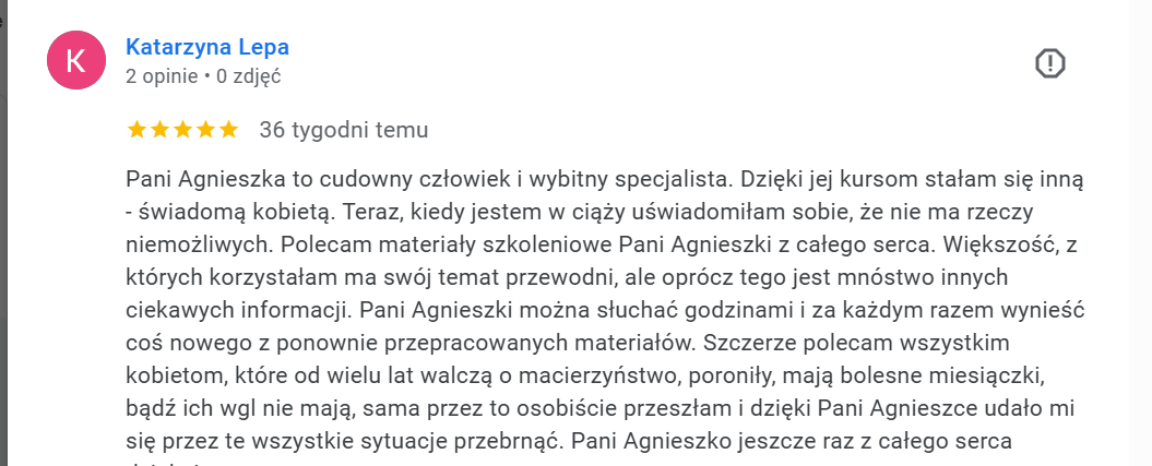 Opinia Google — Katarzyna Lepa