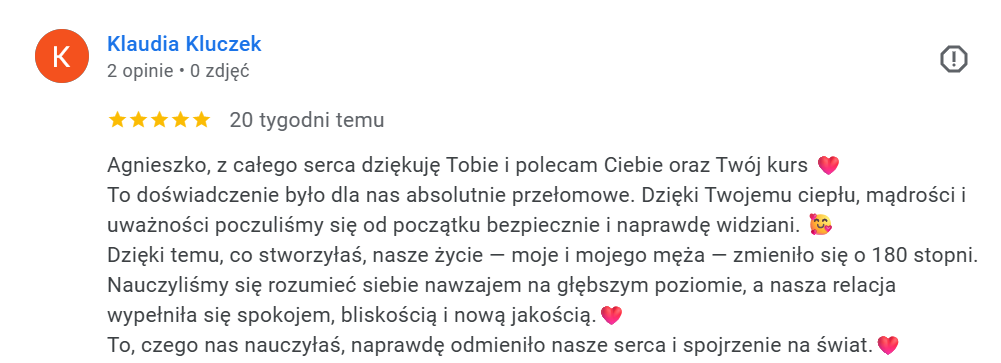 Opinia Google — Klaudia Kluczek